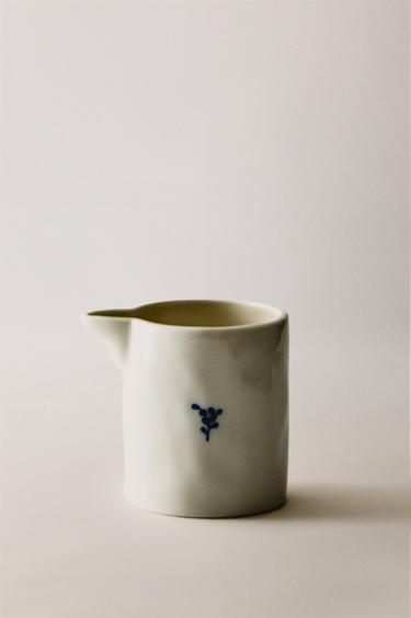 FLORAL PORCELAIN MILK JUG - White / Navy by Zara - Image 5