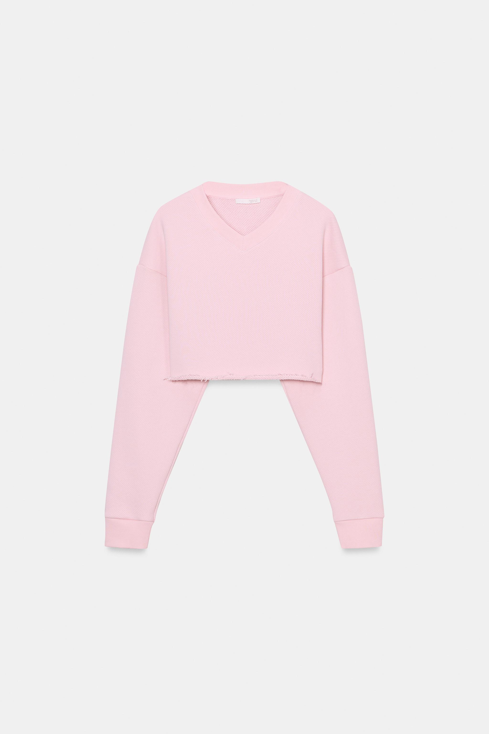 V YAKA CROP SWEATSHIRT - Görsel 5