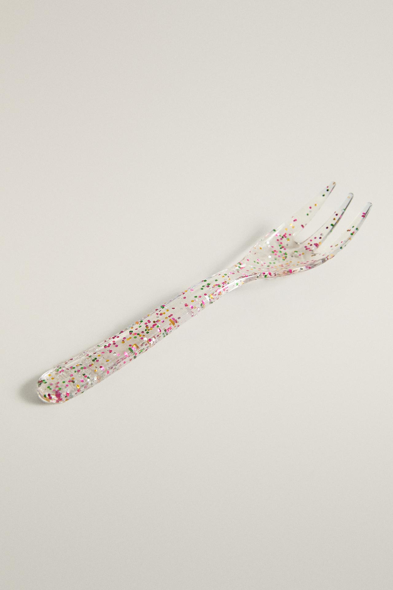 KIDS' TRITAN™ GLITTER FORK — Transparent