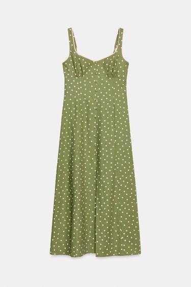 POLKA DOT MIDI LINEN BLEND DRESS - Multicoloured by Zara - Image 4