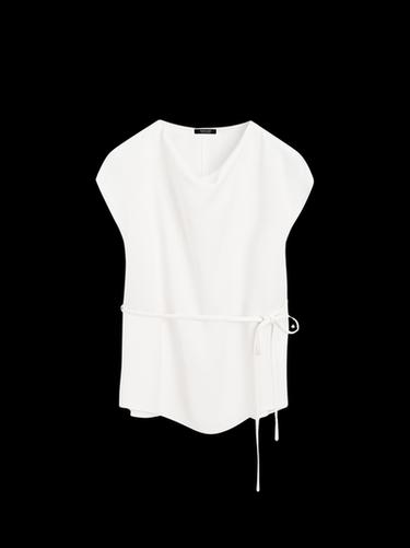 Zara Crepe top with cowl neckline - Oyster-white - Image 0