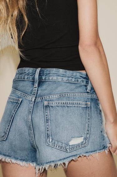 SHORT EN JEAN TRF DÉCHIRÉ TAILLE MI-HAUTE - Bleu de Zara - Image 5