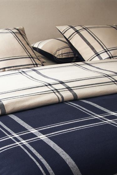 Zara REVERSIBLE CHECK DUVET COVER - Blue