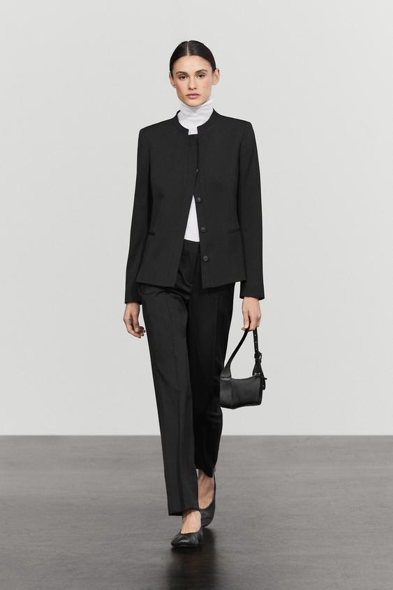 Pantalón recto 100% lana fría - Negro de Zara - Imagen 0