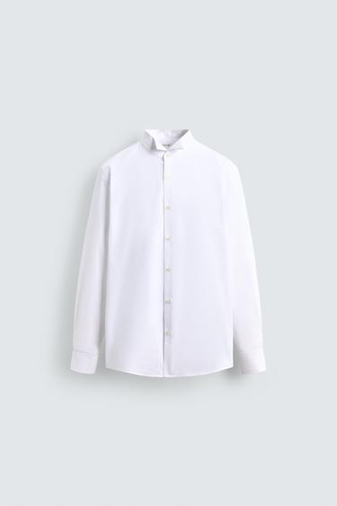 Zara TUXEDO COLLAR SHIRT - White