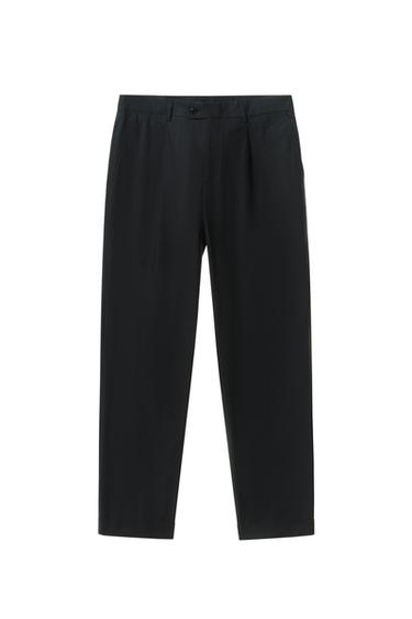 PANTALÓN TRAJE POPELÍN - Carbón de Zara