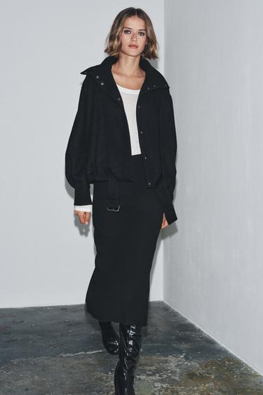 MINIMAL WOOL BOMBER JACKET ZW COLLECTION - Black by Zara