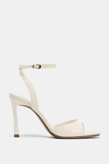 PATENT-FINISH HIGH-HEEL SANDALS - White by Zara