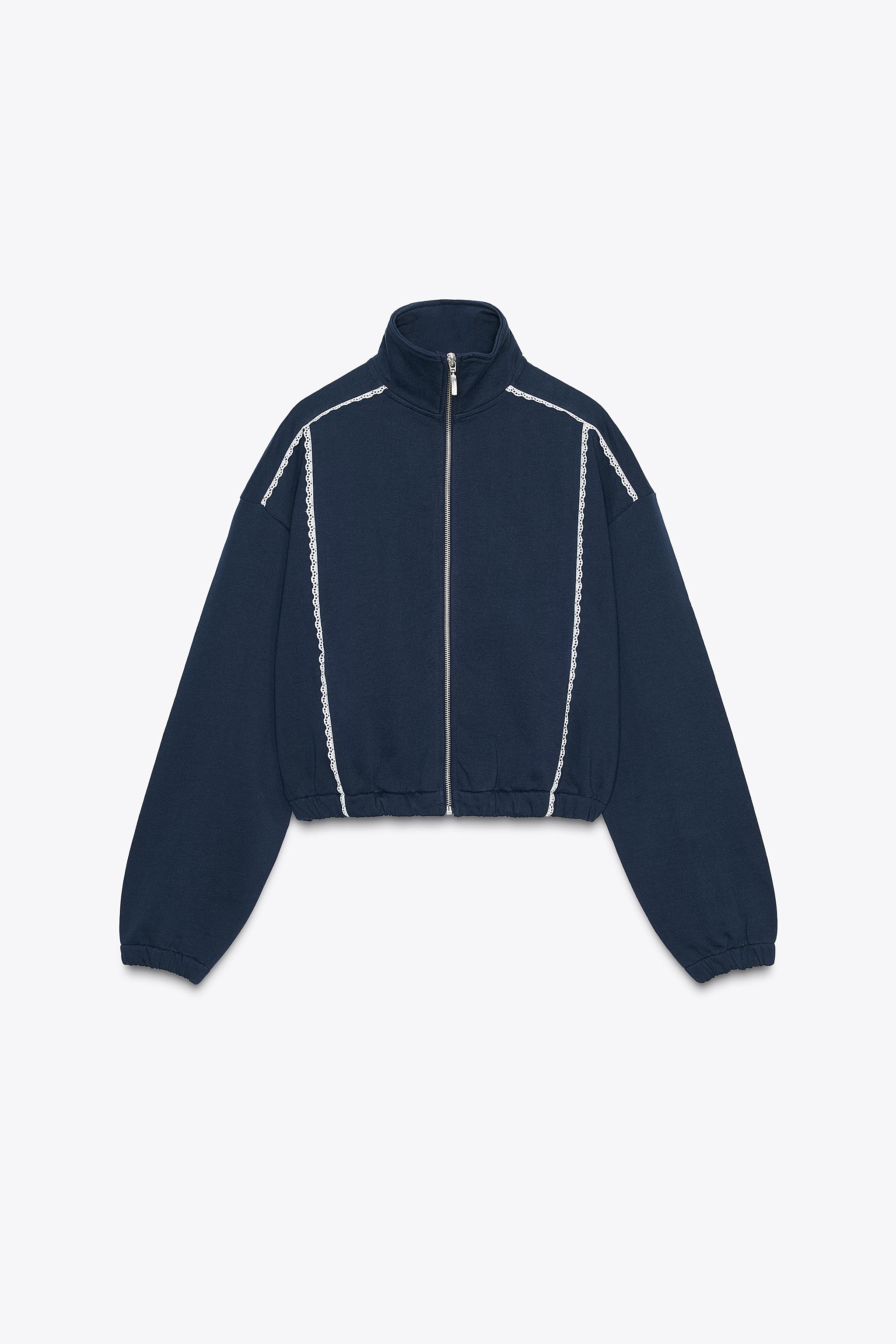 レースボリュームスウェットシャツ - ネイビーブルー | ZARA
