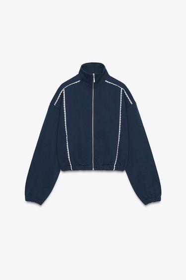 Zara 蕾絲蓬鬆運動衫 - 海藍色 - 圖片 0