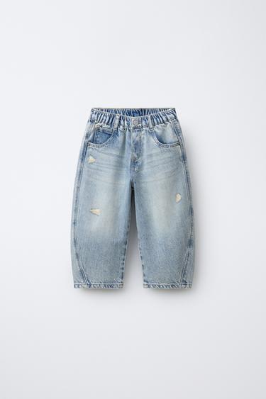 RIPPED BARREL JEANS - Light blue by Zara