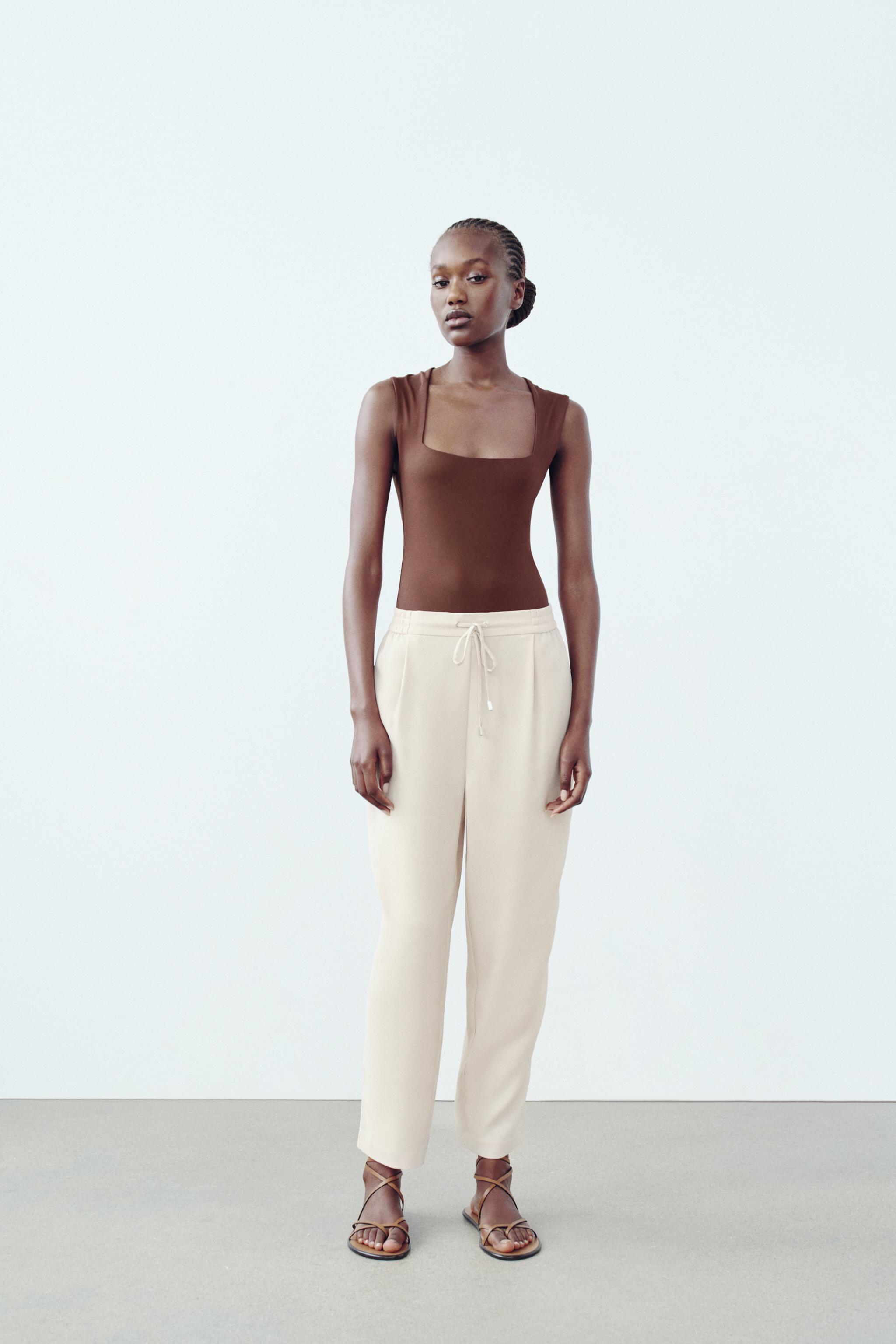 Pantalon shops fluide beige zara