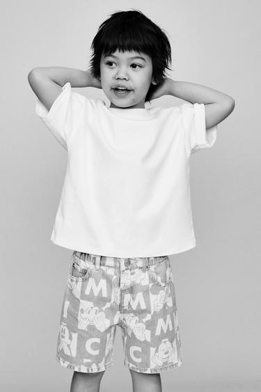 MICKEY MOUSE © DISNEY CHECKERBOARD DENIM BERMUDA SHORTS - Light blue by Zara