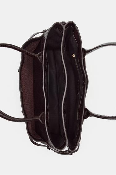 SAC CITY EN CUIR EN RELIEF - Chocolat de Zara - Image 5