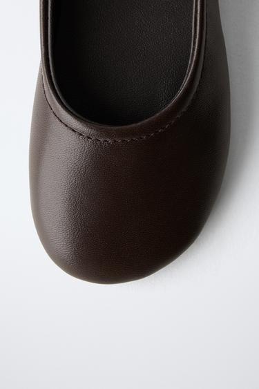 LEATHER BALLERINAS - Brown by Zara - Image 6