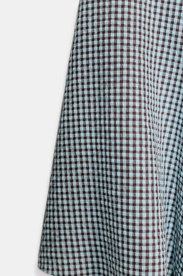 GINGHAM GODET MIDI SKIRT - Brown-Blue by Zara - Image 5