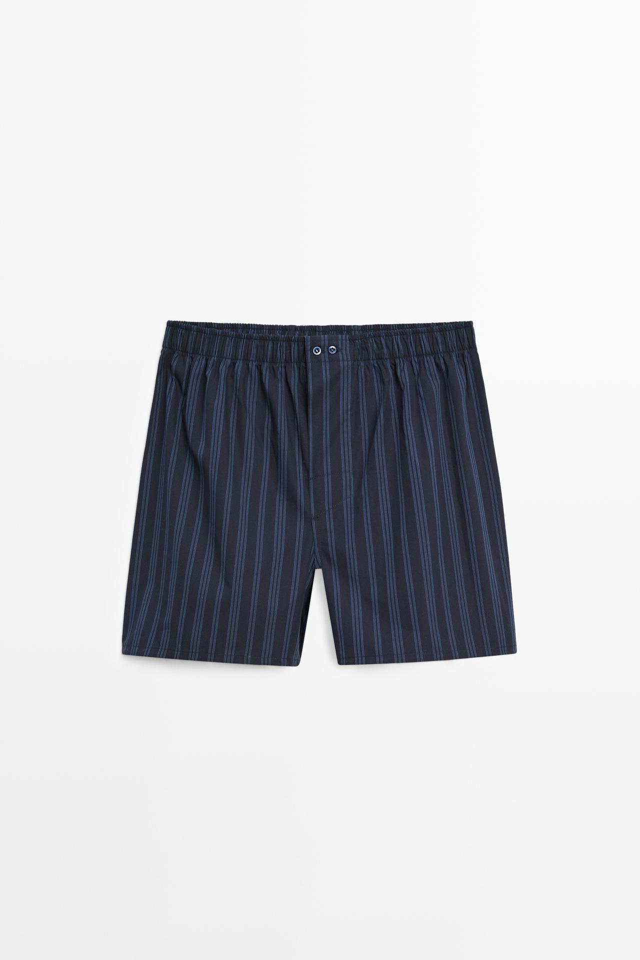 100% cotton striped boxers — Navy blue