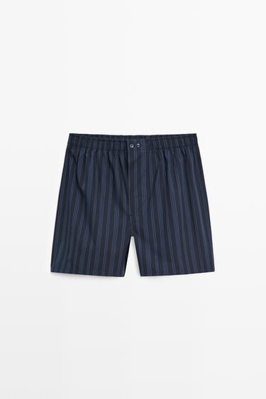 Zara 100% cotton striped boxers - Navy blue - Image 0