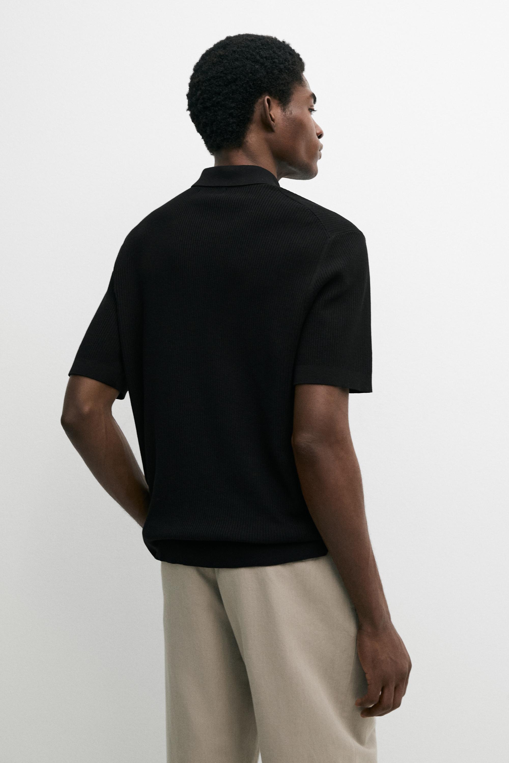 Knit polo sweater with quarter-zip collar