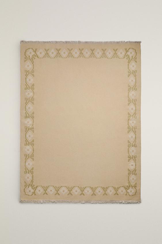 FLORAL JACQUARD RUG - Beige by Zara - Image 0