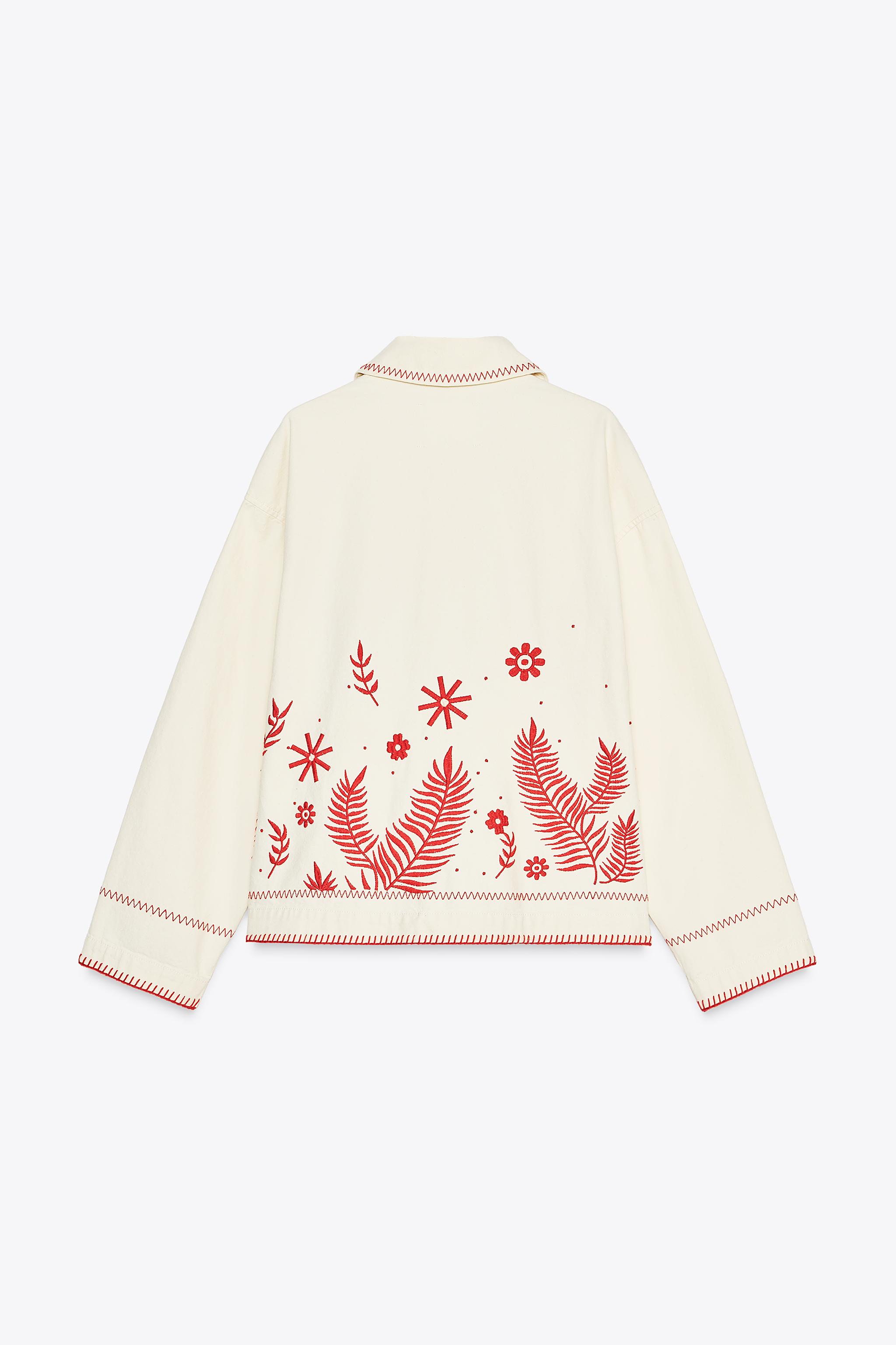 ZW COLLECTION EMBROIDERED OVERSHIRT - Oyster-white | ZARA