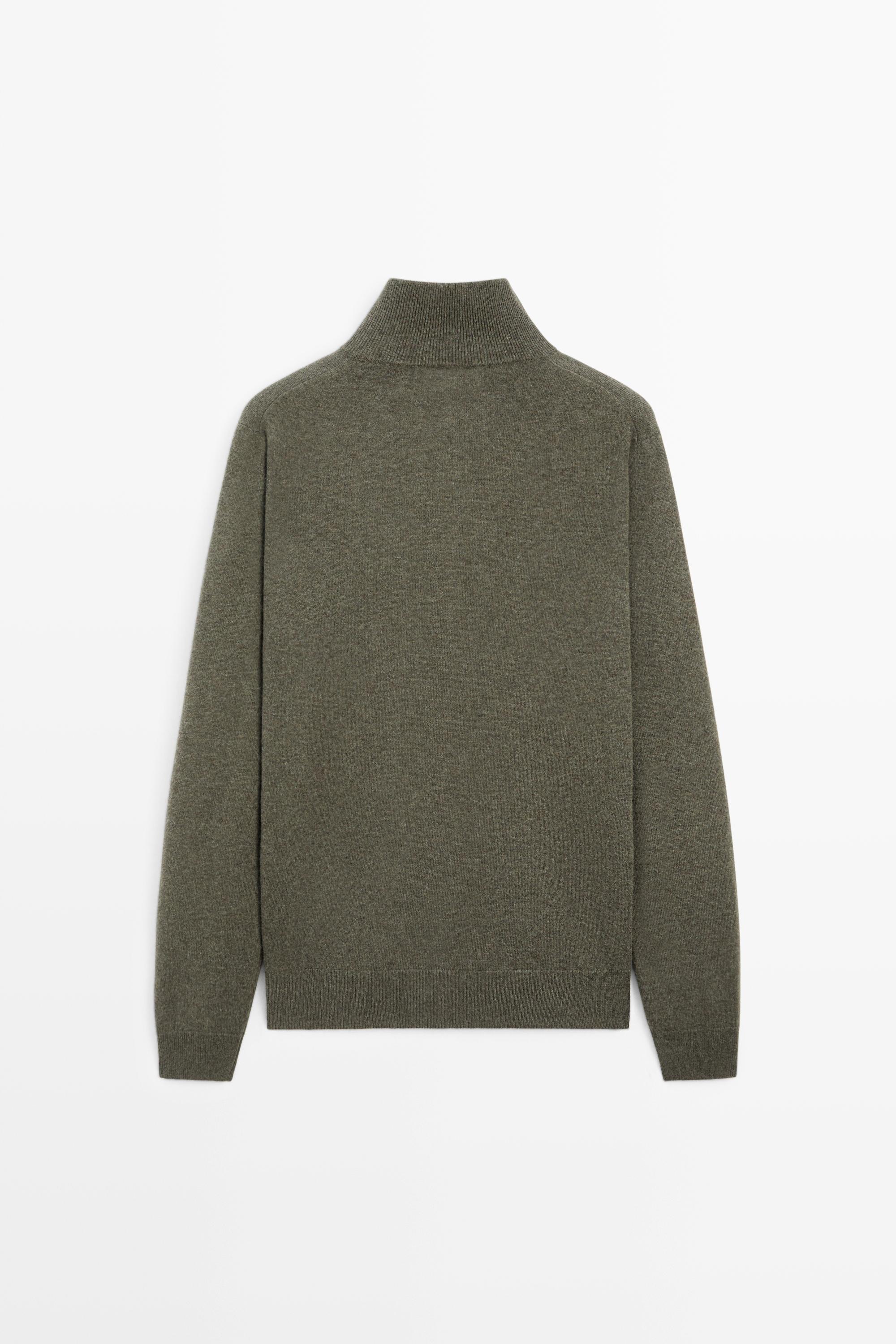 Wool blend mock neck knit sweater