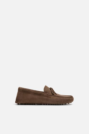 Zara LEATHER DRIVING MOCCASINS - Brown