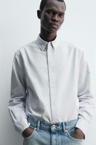 CHEMISE OXFORD RAYURES - Bleu ciel de Zara - Image 4