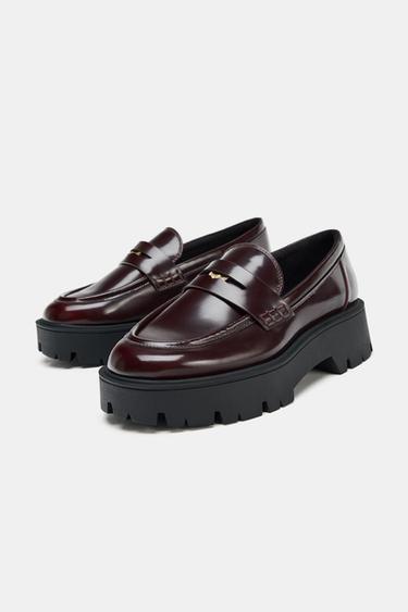 MOCASÍN PENNY SUELA PLATAFORMA - Rojo Burdeos de Zara