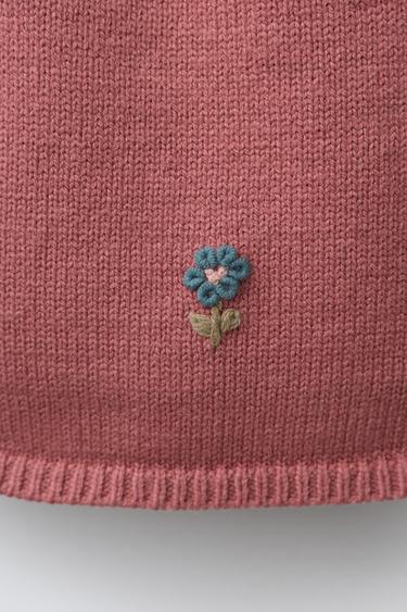 KNITTED SKIRT WITH FLORAL EMBROIDERY - Mid-pink by Zara - Image 3