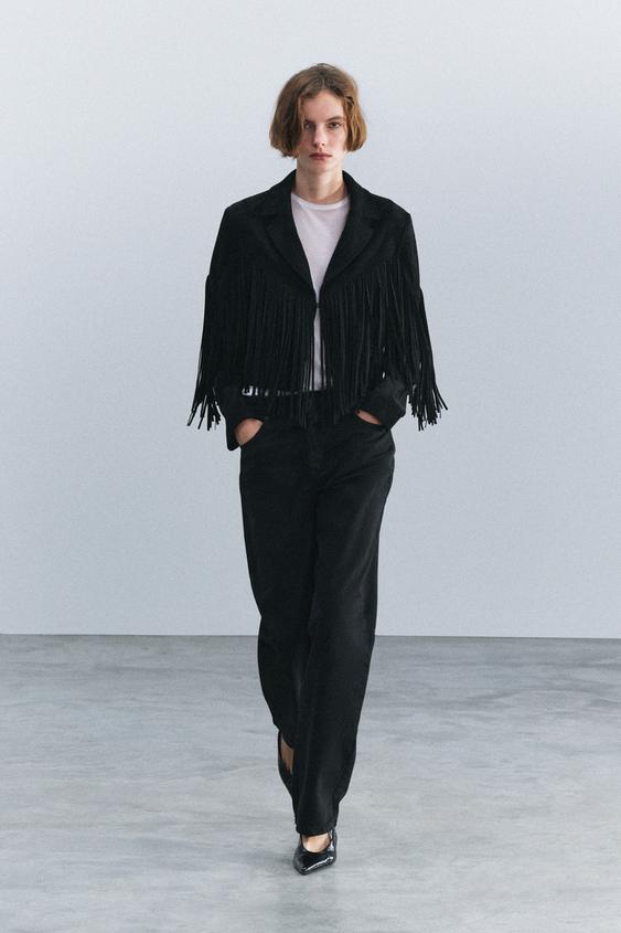 FRINGED JACKET - Black by Zara - Image 0