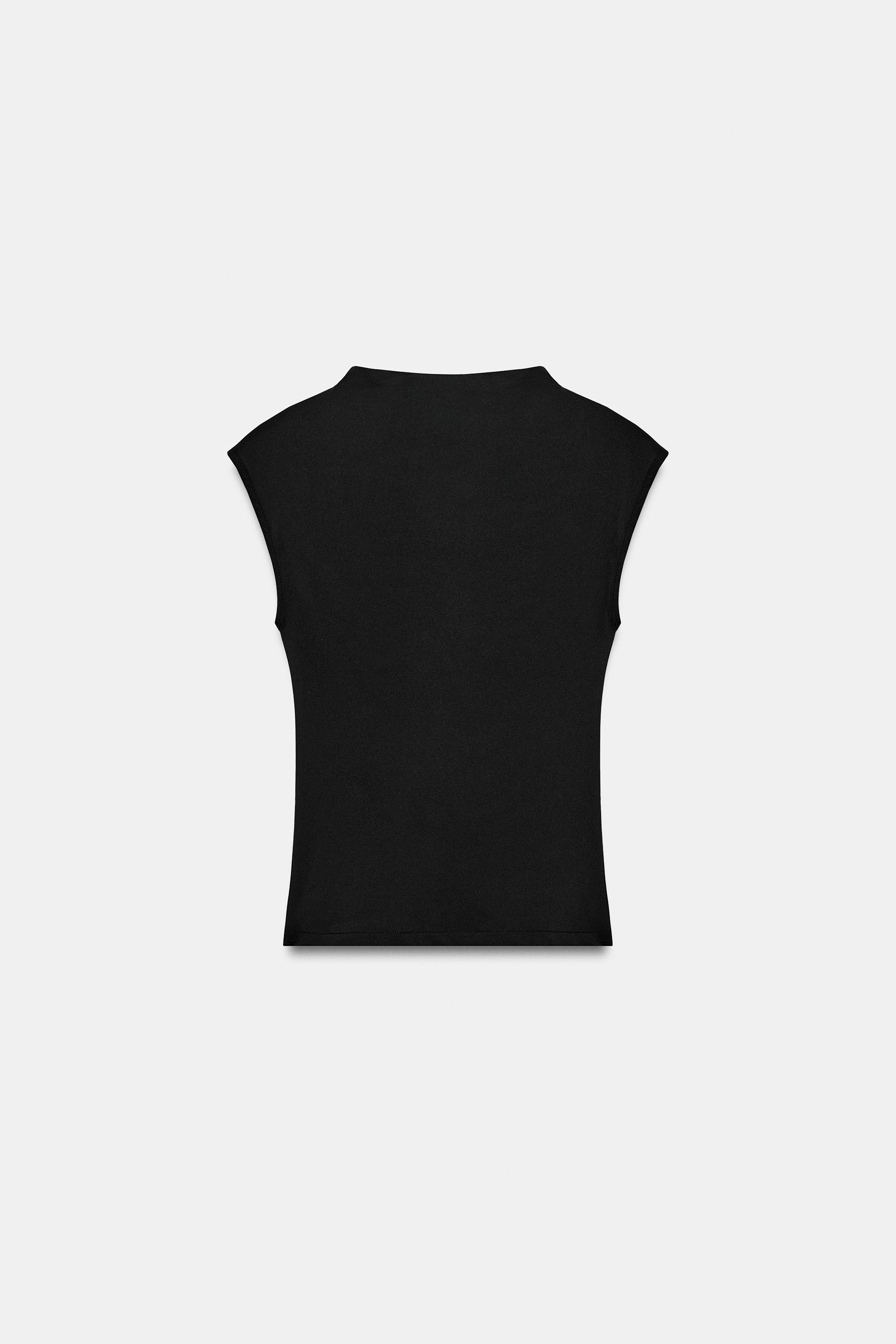 DRAPED NECK T-SHIRT