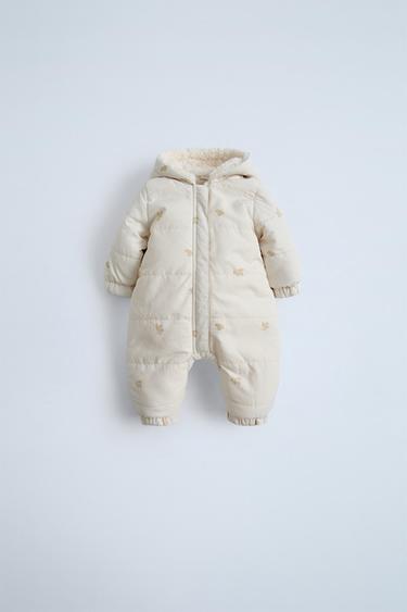 COMBINAISON EN NYLON À FLEURS EFFET MOUTON - Beige foncé de Zara - Image 2