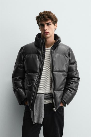 СТЕГАНАЯ КУРТКА ИЗ ИСКУССТВЕННОЙ КОЖИ — ЧЕРНЫЙ от Zara