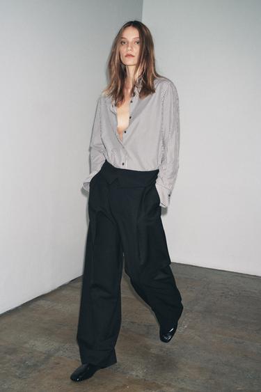 SPLÝVAVÁ PROUŽKOVANÁ KOŠILE ZW COLLECTION - Tmavě hnědá od Zara