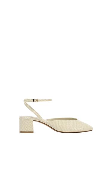 EMBOSSED BLOCK HEEL SLINGBACKS