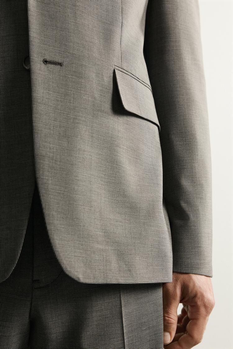 Blazer de traje de corte regular con estampado de pata de gallo 5