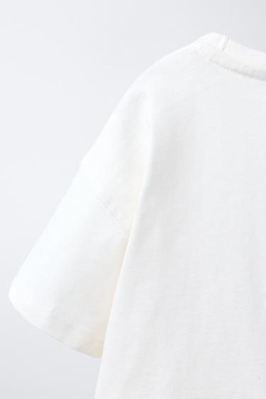 T-SHIRT WITH CROCHET KNIT POCKET - White by Zara - Image 3