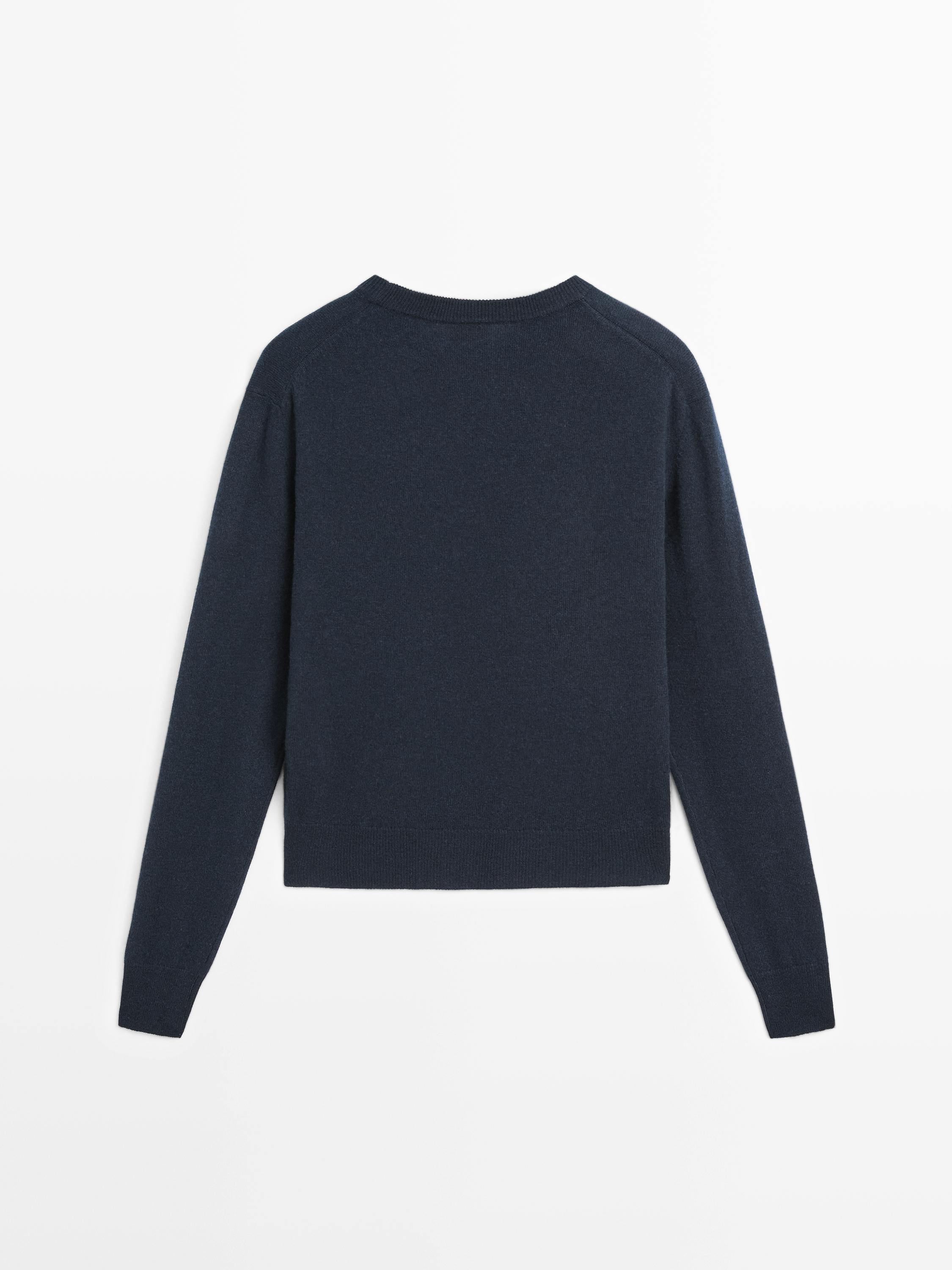 Pull à col rond en maille de laine mélangée