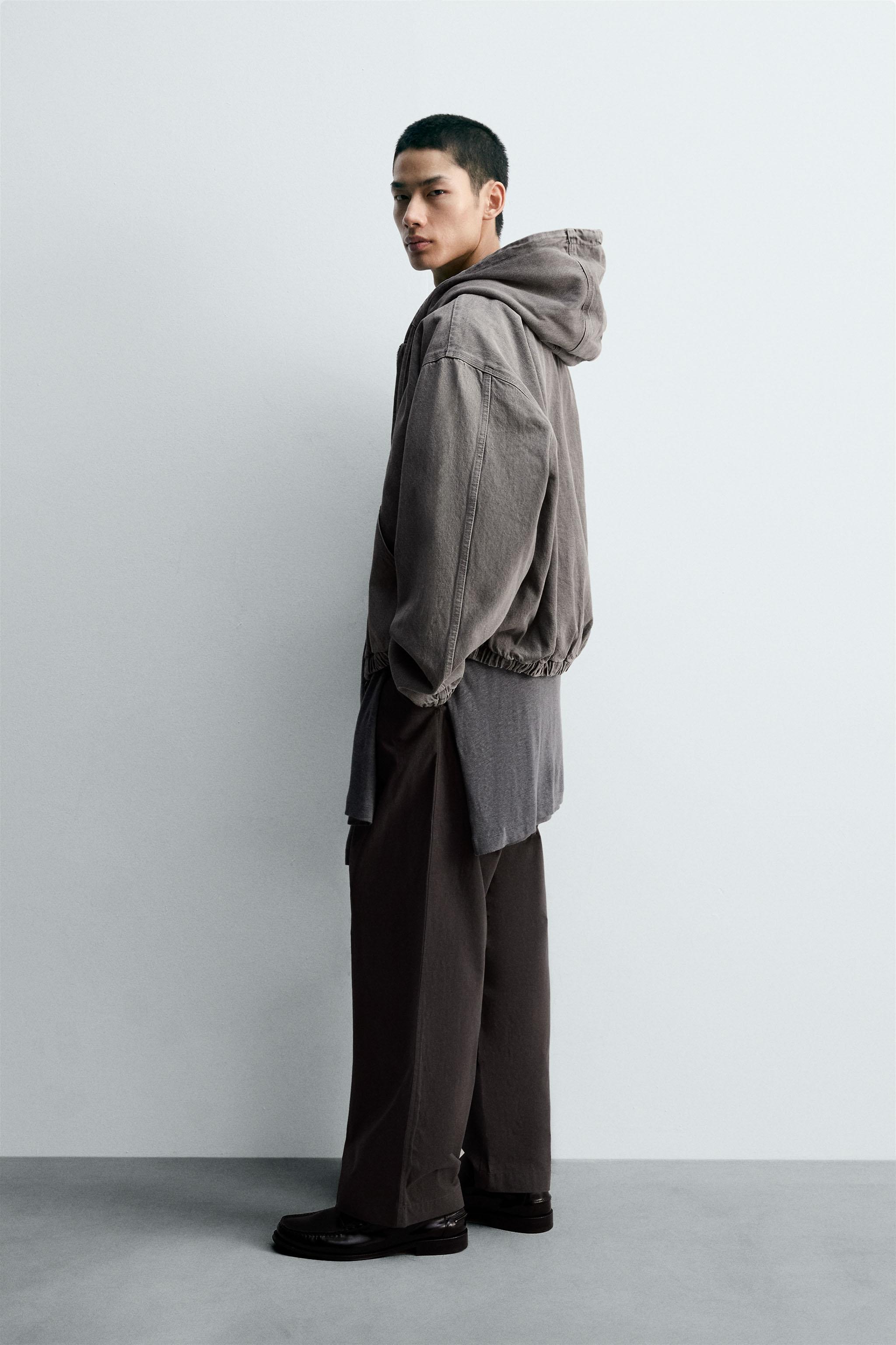 ウォッシュド フード付きジャケット - グレー | ZARA Japan / 日本