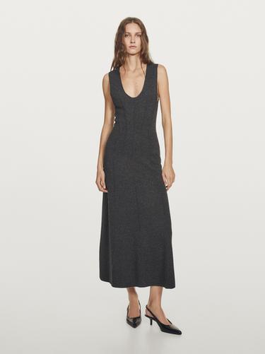 Vestido largo punto evasé - Gris antracita de Zara