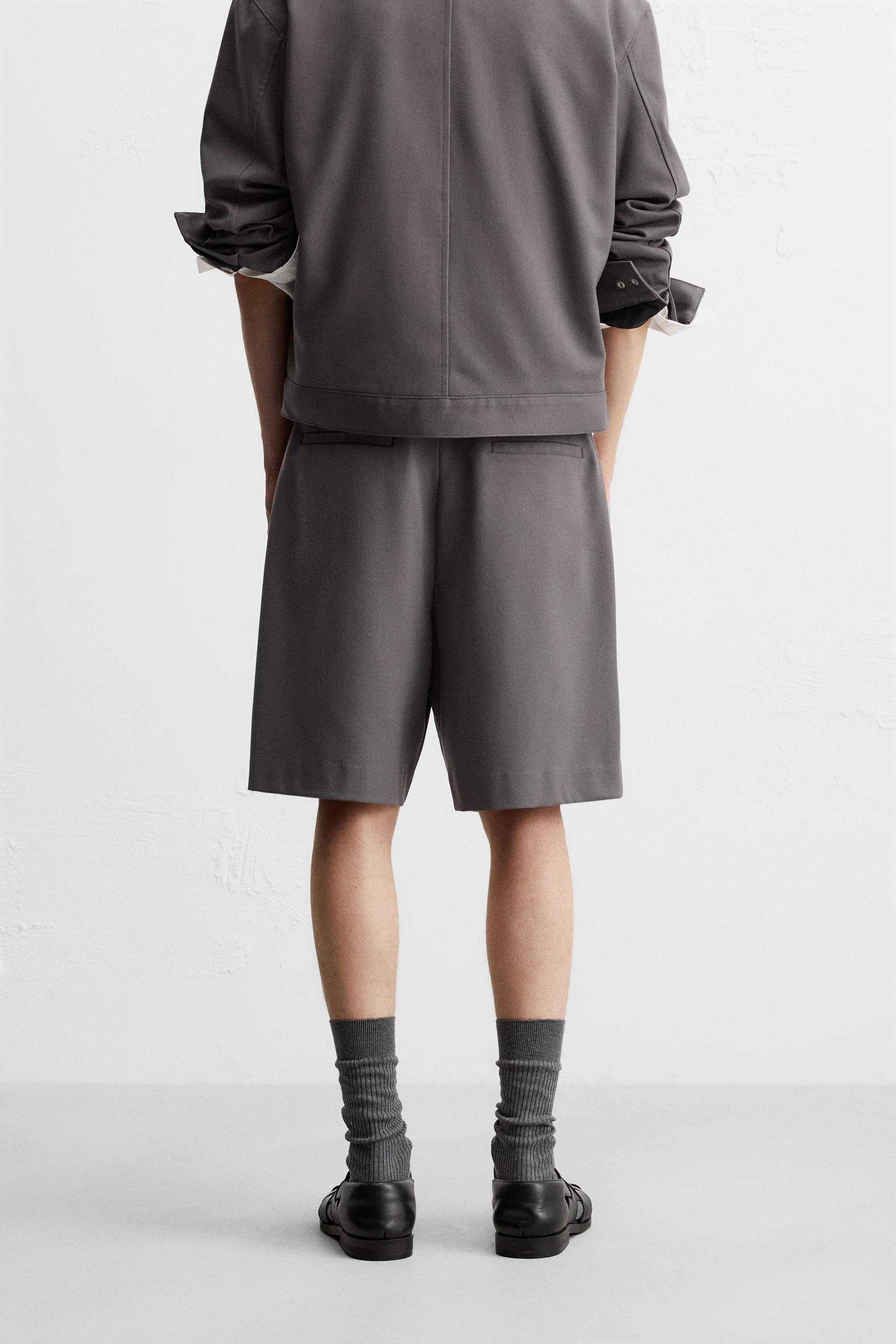 【ZARA】リブ編みリラックスフィットバミューダパンツ 3166/416 リブ編みリラックスフィットバミューダパンツ - ベージュ | ZARA