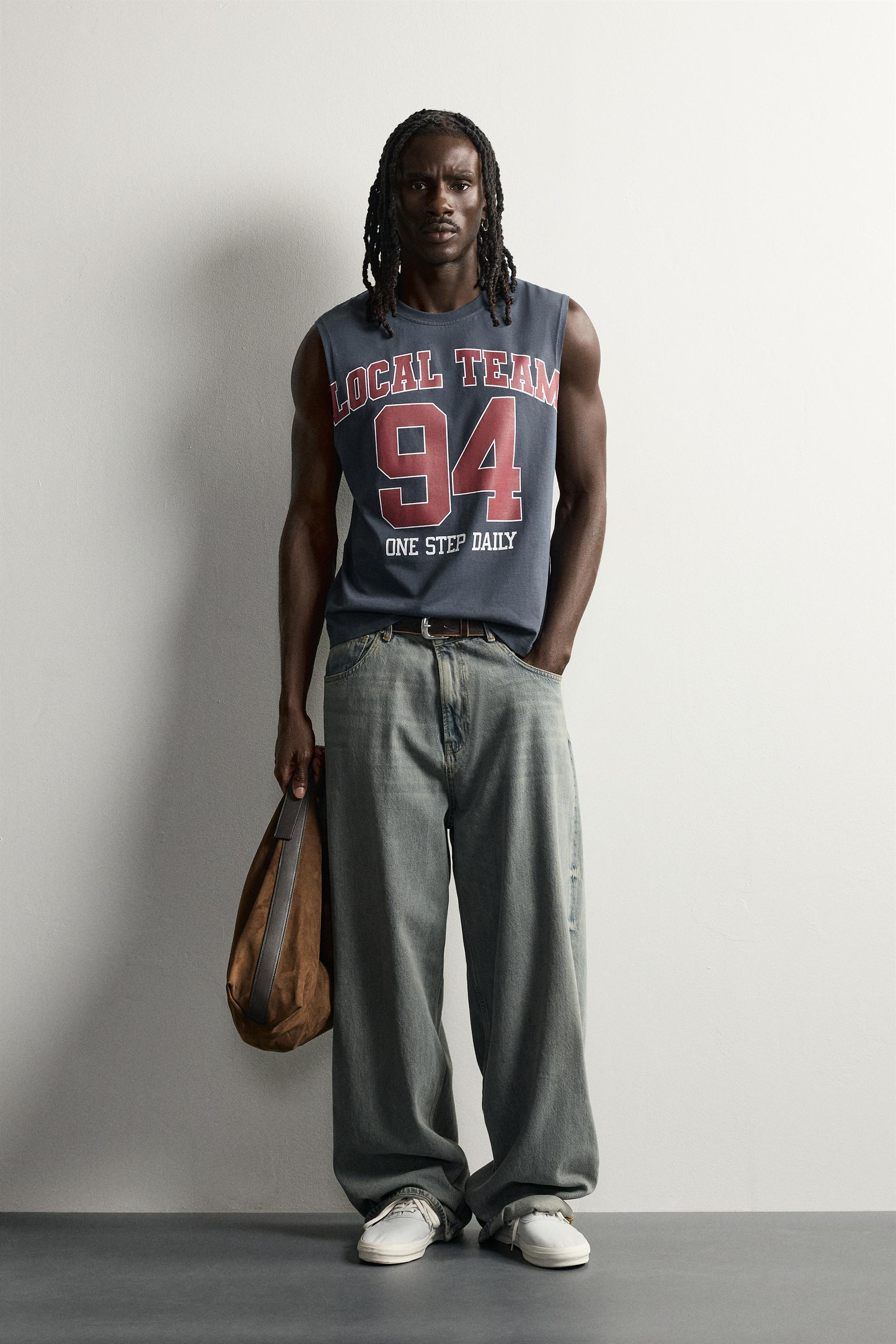 Relaxed Fit Contrast Graphic Tank Top