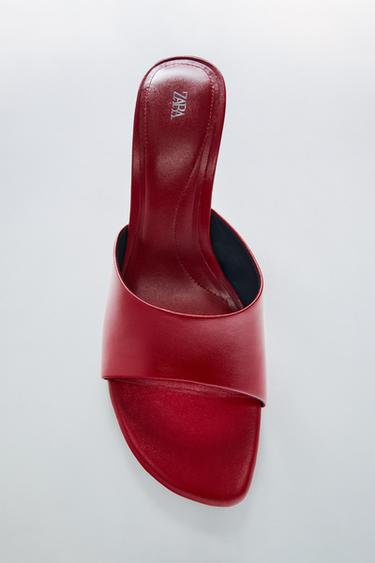 Zara LEATHER WEDGES - Red