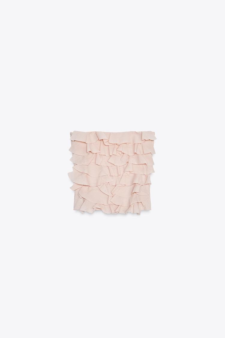 STRAPLESS TOP WITH RUFFLES