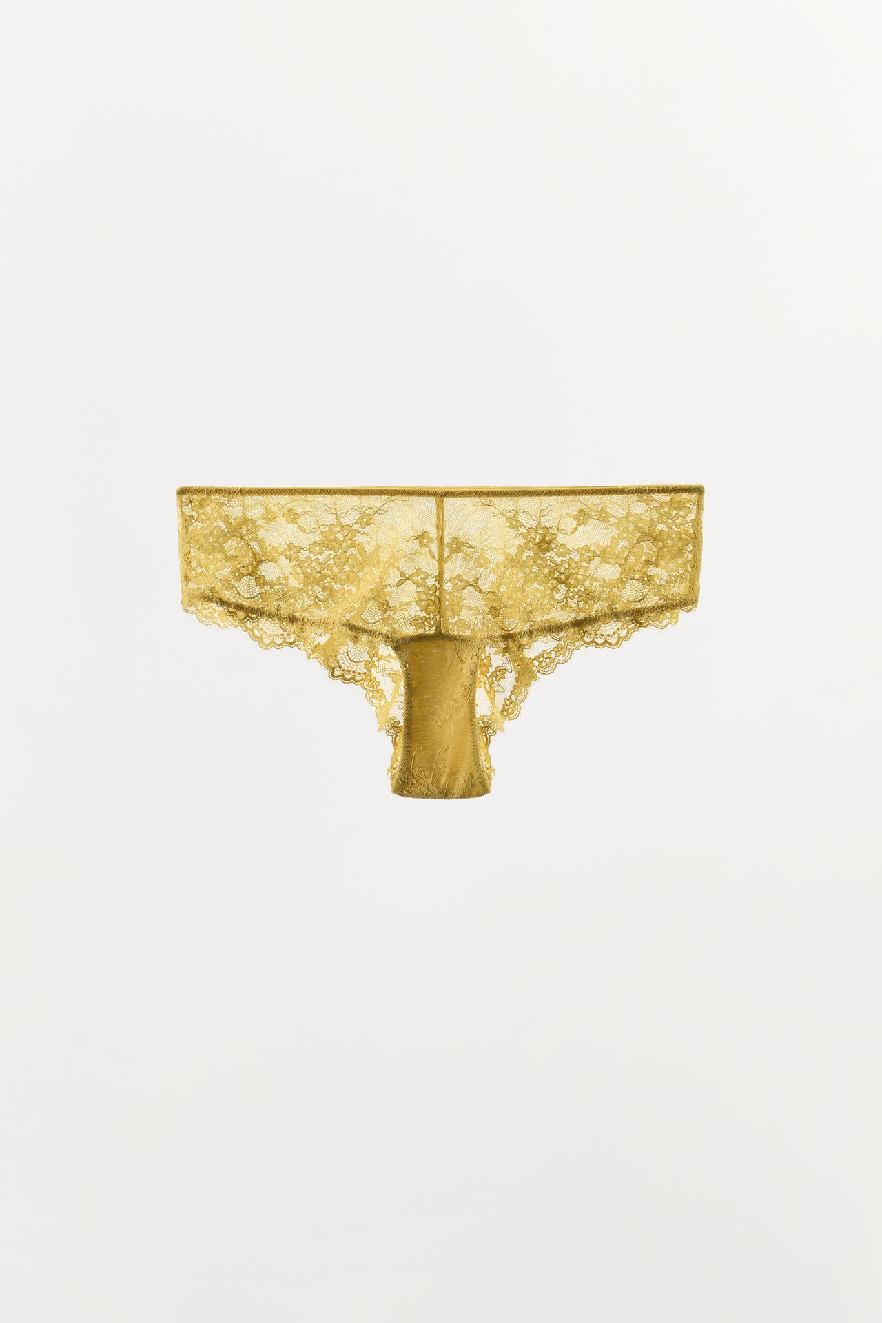HIGH-WAISTED LACE PANTIES — yellow