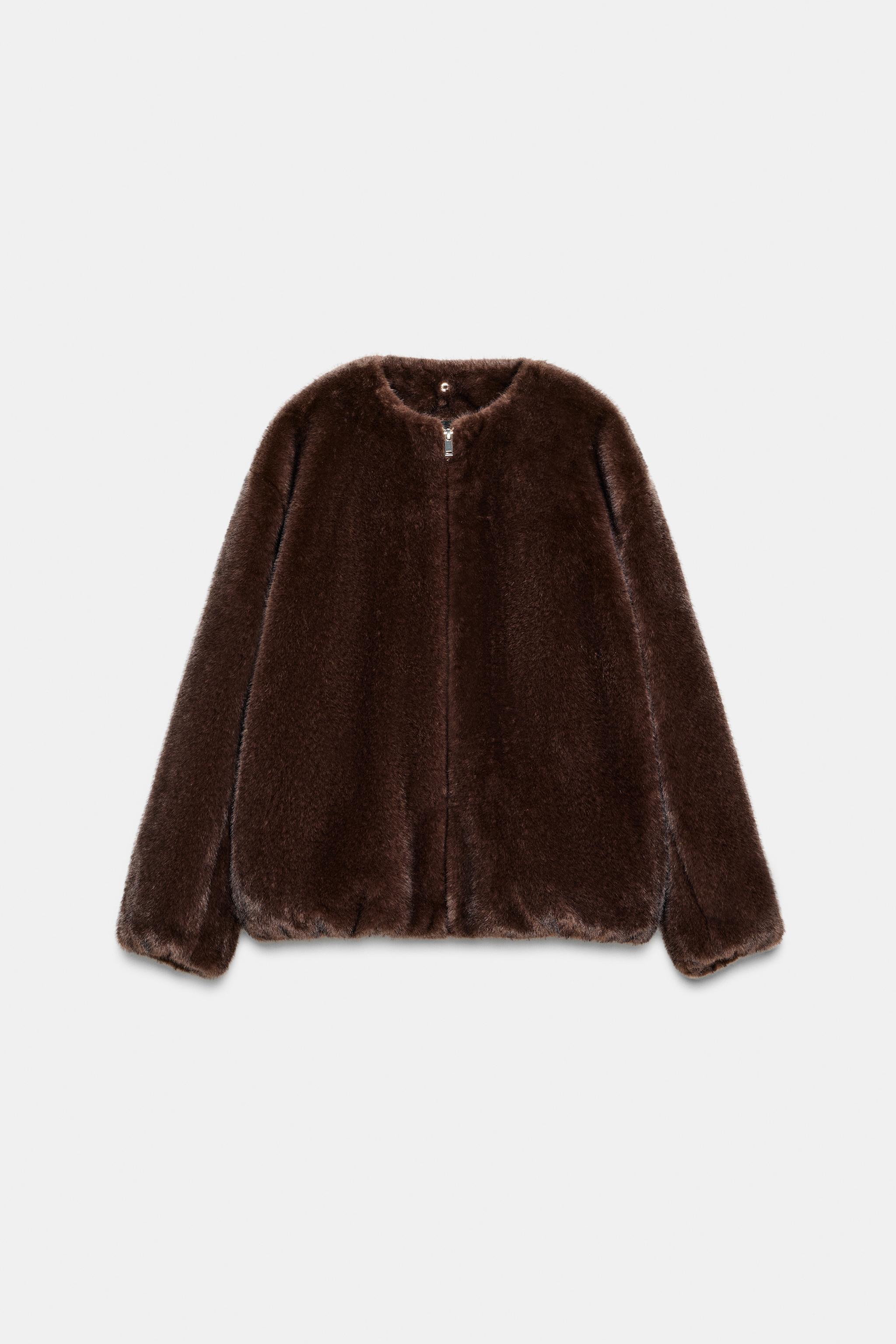 FAUX FUR COMBINATION BOMBER JACKET