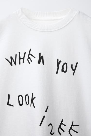 SLOGAN PRINT T-SHIRT - Oyster-white by Zara - Image 2