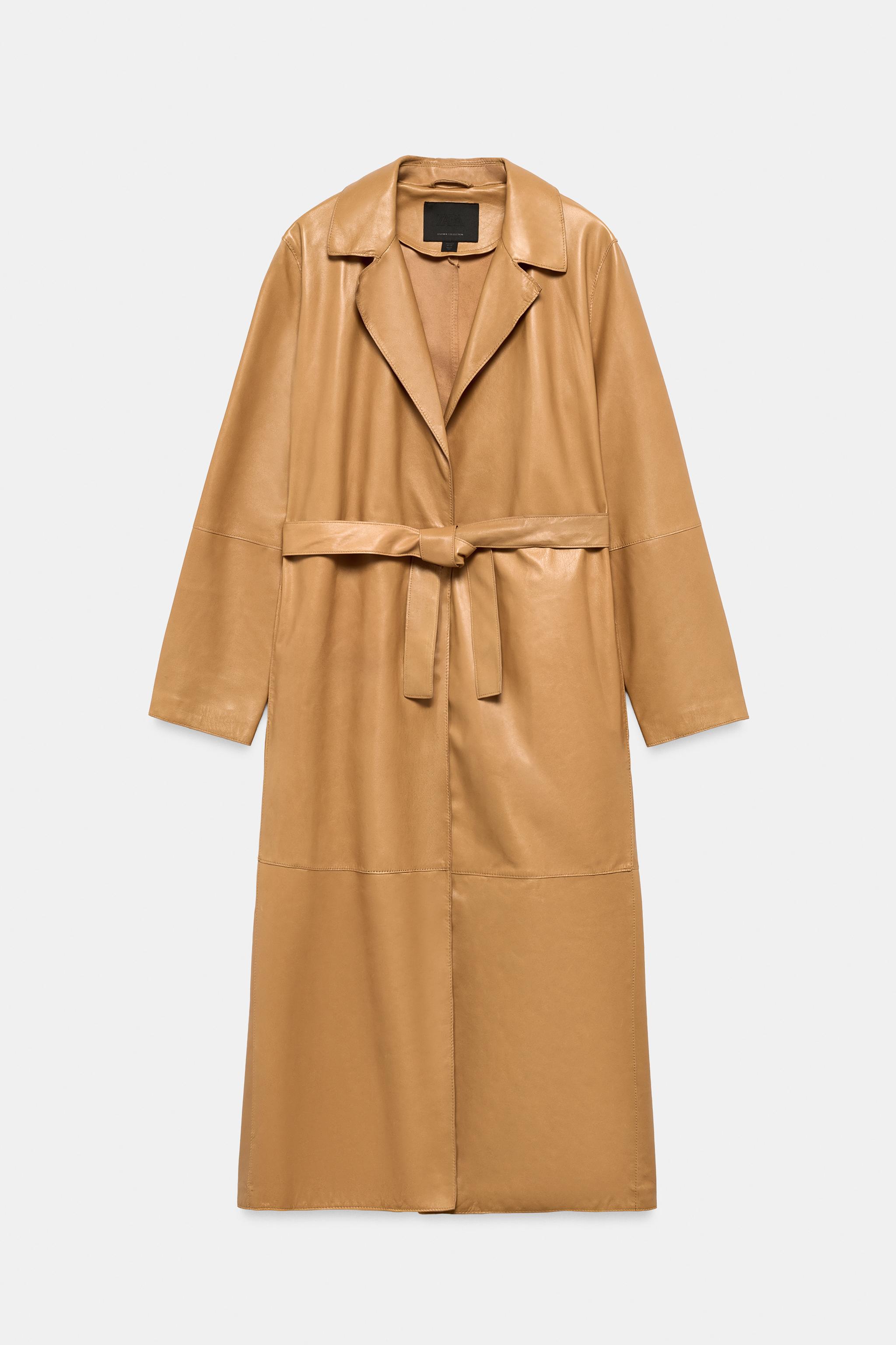 ZW COLLECTION 100% LEATHER BELTED COAT