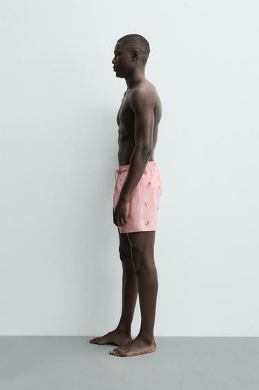 COMBINED EMBROIDERED MEDIUM SWIMMING TRUNKS - Pink by Zara - Image 4